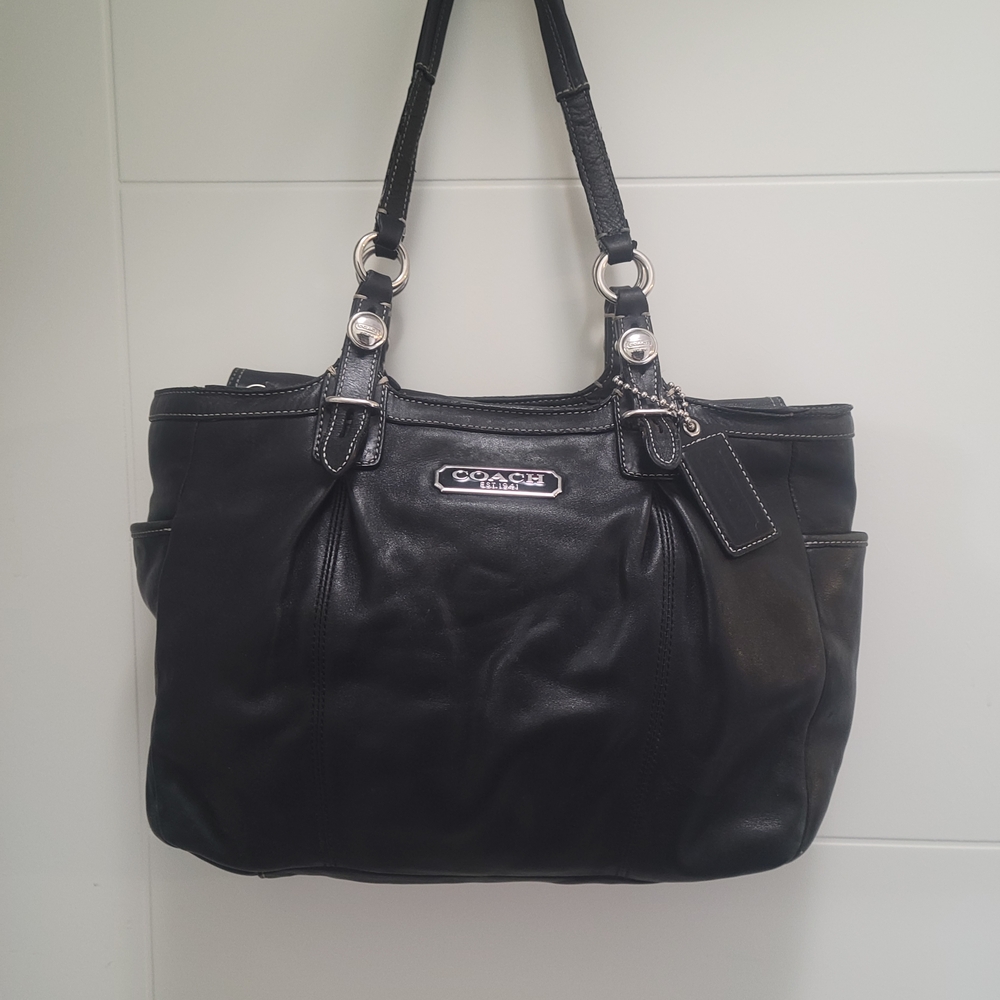 Coach Black Leather Tote Bag